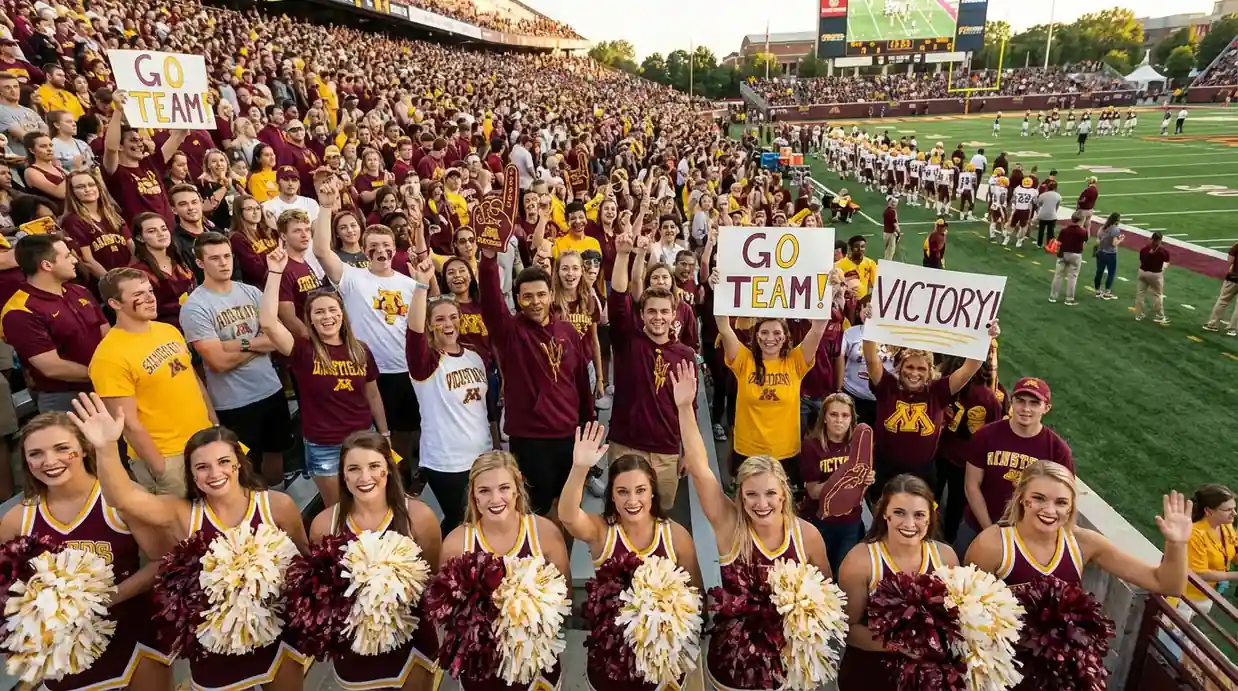 NCAA college football matchdag med fans och cheerleaders